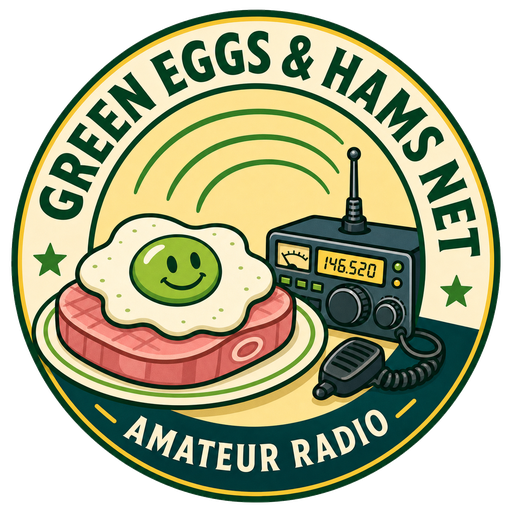Green Eggs and Hams Net amateur radio logo